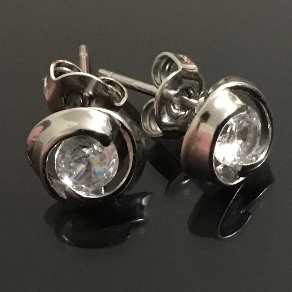 Silver CZ Stud Earrings